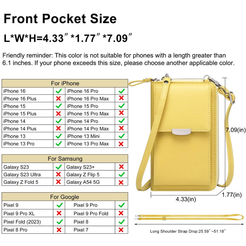 KUKOO Small Crossbody Bag Cell Phone Purse Wallet with Credit Card Slots for Women - Image 3